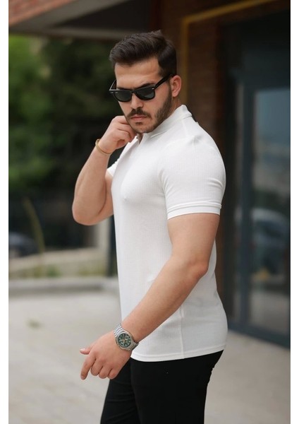 Erkek Yakalı Waffle Dokulu Kısa Kollu Tişört fiyatları