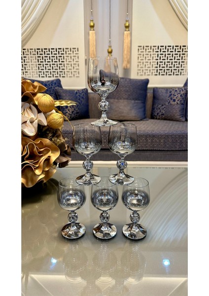 Bohemıa Kristal Titanyum Gümüş Renk Kahve Yanı Su Bardağı 150 cc