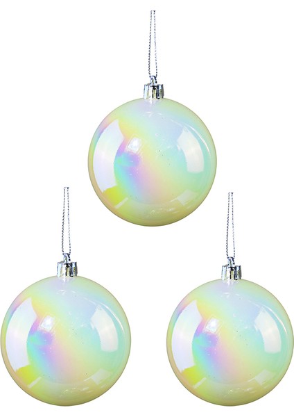 Yılbaşı Süsü Sedefli Yuvarlak 3'lü Top 8 cm