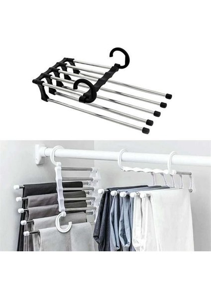 Buffer® Hareketli Dolap Içi Pantolon Kravat Şal Askı Sistemi Düzenleyici Katmanlı Askılık Organizer