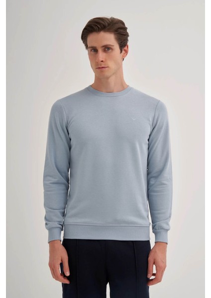 Bisiklet Yaka Açık Mavi Erkek Sweatshirt 56100