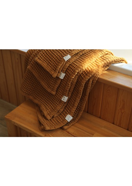 Premium Waffle %100 Pamuk 4’lü Camel Renk Banyo Havlu Seti fiyatları