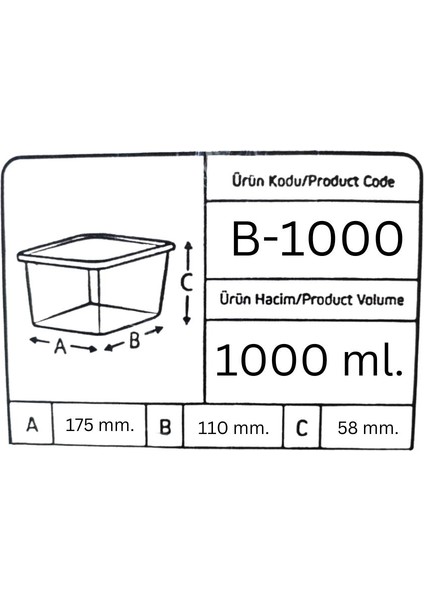 Buzluk Sebze Bakliyat Et Gıda Saklama Kabı - 1 Lt. - 10 Adet fiyatları