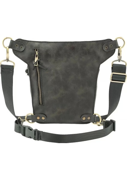 Isme Özel All In One Bel ve Bacak Çantası - %100 Deri - AC15001 - Antrasit indirimleri