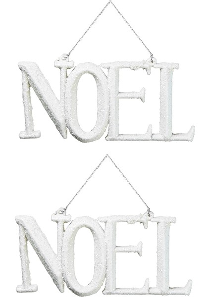 Yılbaşı Süsü Simli 2'li Noel Yazısı Beyaz 13 cm