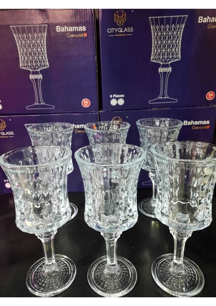 City 6'lı Bahamas Ayaklı 14 cl Cam Kahve Yanı Bardağı