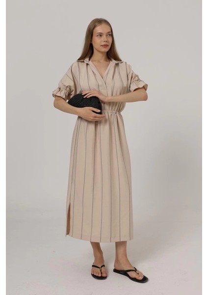 Beli Lastikli Elbise - Taş modelleri