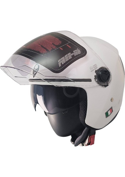 Motosiklet ve Bisiklet Kaskı Yarım Arka Reflektörlü Güneş Vizörlü Kask Beyaz modelleri