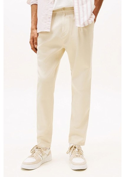 Erkek Rahat Konik Kesim Pantolon - Krem