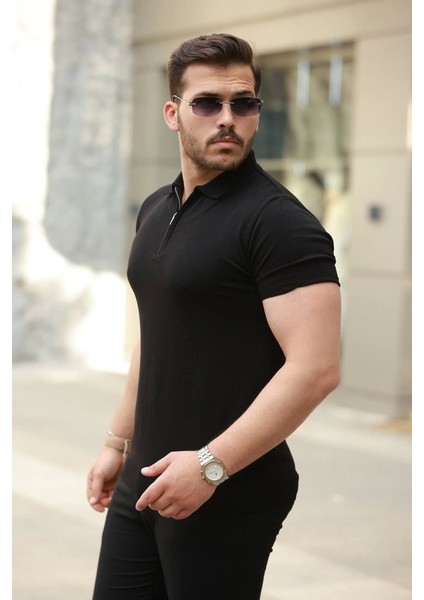 Erkek Fermuar Yakalı Kısa Kollu Tişört fiyatları