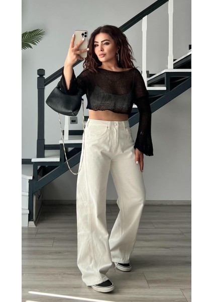 Siyah Merserize Crop Bluz indirimleri
