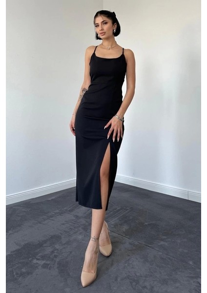 Siyah Sırt Dekolteli Elbise fiyatları