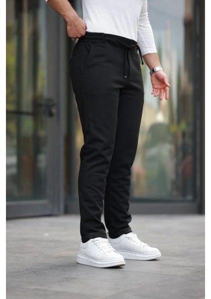 Erkek Beli Bağcıklı Duble Paça Örme Pamuklu Kumaş Jogger Pantolon fiyatları