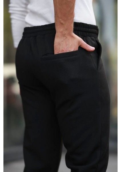 Erkek Beli Bağcıklı Duble Paça Örme Pamuklu Kumaş Jogger Pantolon modelleri