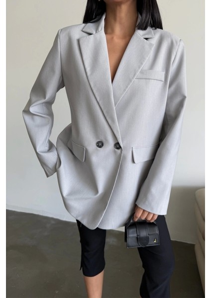 Arkası Yırtmaç Detaylı Ceket - Gri modelleri