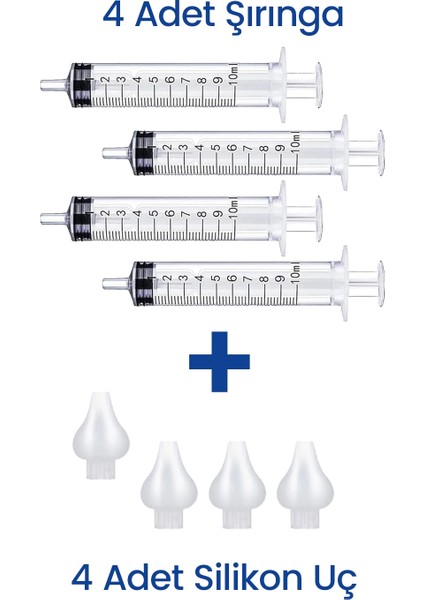 Bebek Burun Yıkama Şırıngası 4'lü Nazal Aspiratör Şırınga Temizleme Aparatı fiyatları