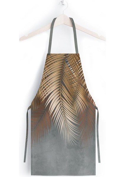 Kahverengi Palmiye Yaprak Detaylı Mutfak Önlüğü (Keten, Uluslararası Yıkama ve Solmama Sertifikası) fiyatları