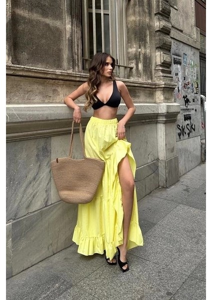 Audrey Fıfrlı Yırtmaç Detay Etek 4037 fiyatları