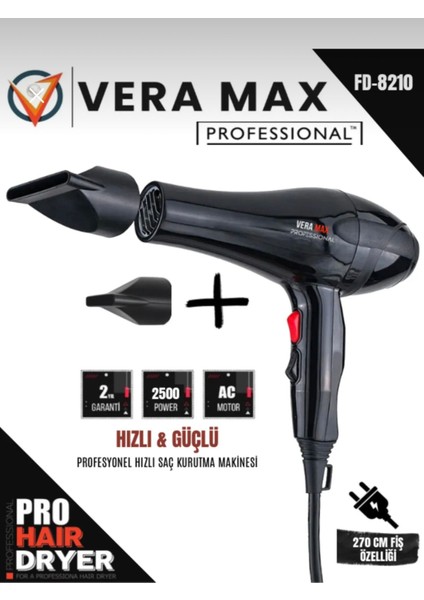 Profesyonel Kuaför Saç Kurutma & Düzleştirici Turbo Fön Makinası 2500WT