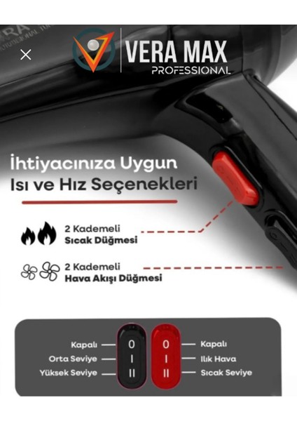 Profesyonel Kuaför Saç Kurutma & Düzleştirici Turbo Fön Makinası 2500WT indirimleri