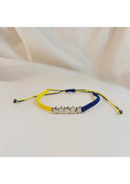 Fenerbahçe 5 Yıldızlı Sarı Lacivert Taraftar Bilekliği, Unisex El Yapımı Ayarlanabilir Makrome Bileklik, Makrome Bileklik, Taraftar Bileklik, Maç Aksesuarı, Fenerbahçe Bileklik