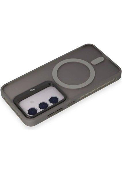 Joko Samsung Galaxy S24 Flet Lens Magsafe Kapak - Gri modelleri