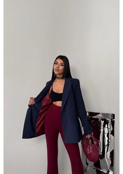 Tasarım Ceket Kaplama Düğmeli - Lacivert