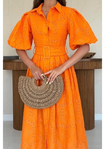 Oranj Pileli Balkon Elbise fırsatları