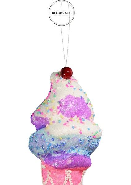 Yılbaşı Süsü Dondurma Mavi Pembe 22 cm fiyatları