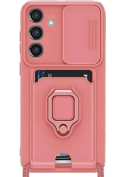 Newface Samsung Galaxy S25 Plus Kılıf Zuma Kartvizitli Yüzüklü Silikon - Pembe