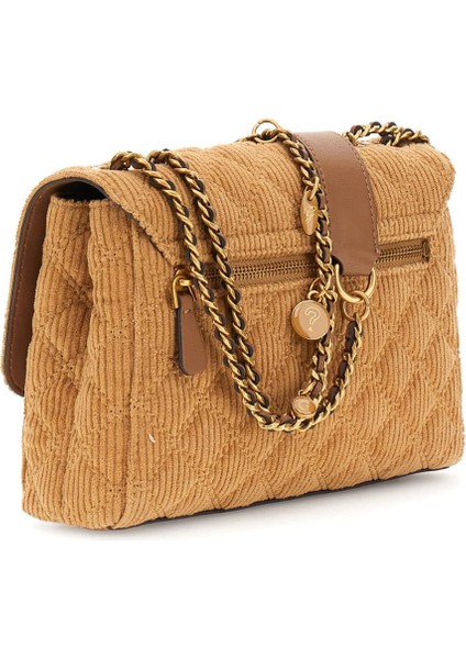 Kadın Fitilli Kadife Omuz Çantası - Kahverengi modelleri