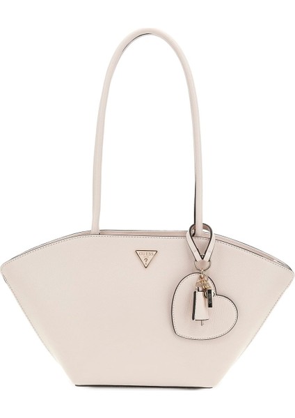 Kadın Kalp Aksesuarlı Kanat Detaylı Tote Çanta - Krem