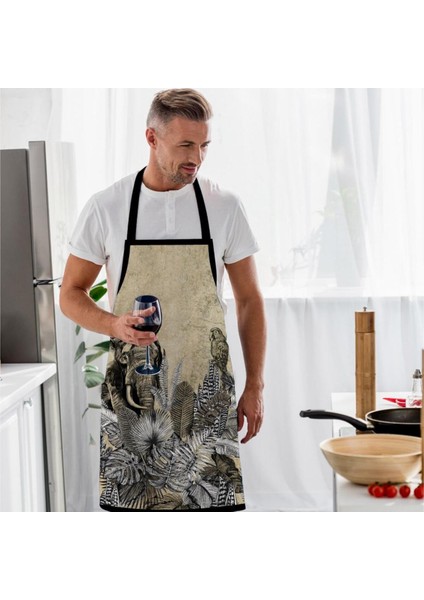 Fil Tasarımlı Mutfak Önlüğü (Keten Kumaş, Uluslararası Yıkama ve Solmama Sertifikası)