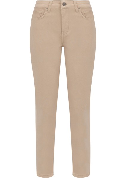 Kadın Kanvas Bilek Boy Pantolon-Bej