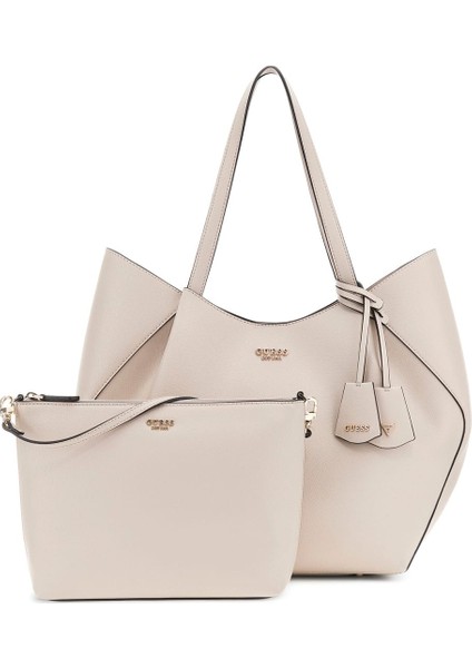 Kadın Iç Çantalı Tote Çanta Seti - Bej