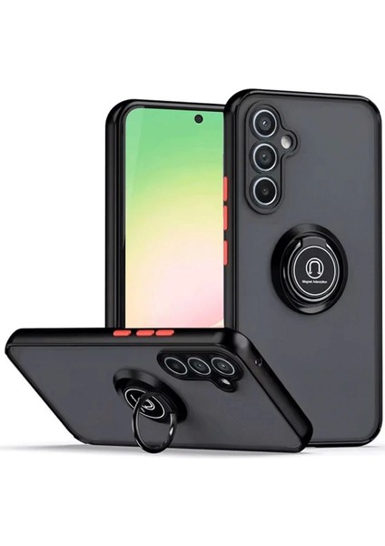 Newface Samsung Galaxy S23 Fe Kılıf Montreal Yüzüklü Silikon Kapak - Siyah