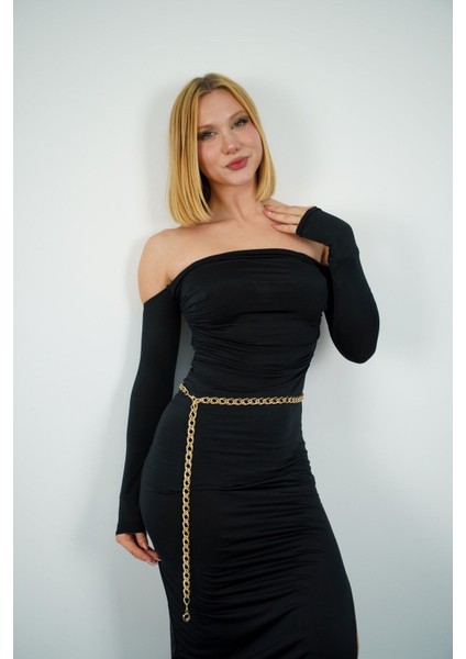 Altın Renk Şık Zincir Kadın Kemer, Elbise & Pantolon & Etek & Gömlek Kemeri