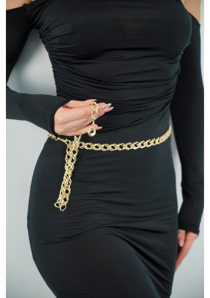 Altın Renk Şık Zincir Kadın Kemer, Elbise & Pantolon & Etek & Gömlek Kemeri modelleri