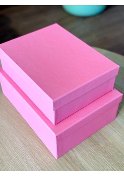 Dekoratif Pembe Mukavva Büyük-Küçük Kutu Hediye Kutusu Taslama Kutu 30X22X10 cm