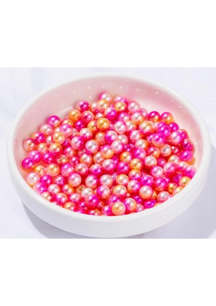 100 Adet 10 mm Plastik Ebruli Yuvarlak Inci Boncuk Takı Boncuğu