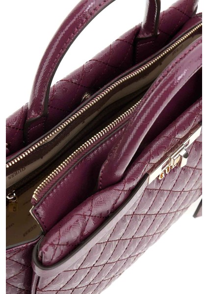 Kadın Kilit Aksesuarlı Kapitone Monogram Desenli El Çantası - Bordo fiyatları