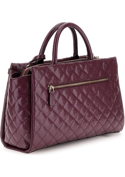 Kadın Kilit Aksesuarlı Kapitone Monogram Desenli El Çantası - Bordo modelleri