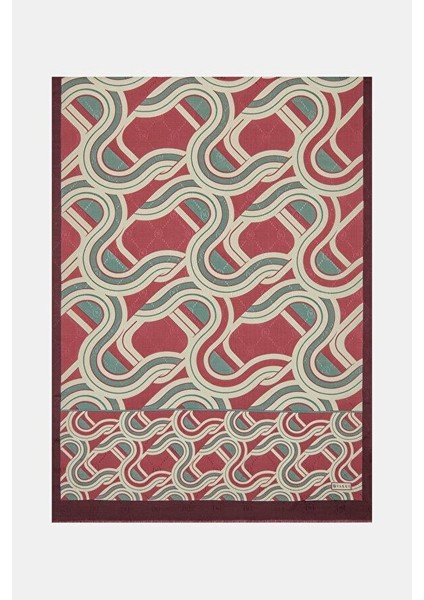 Geometrik Desenli Pamuk Ipek Şal 41706-BORDO