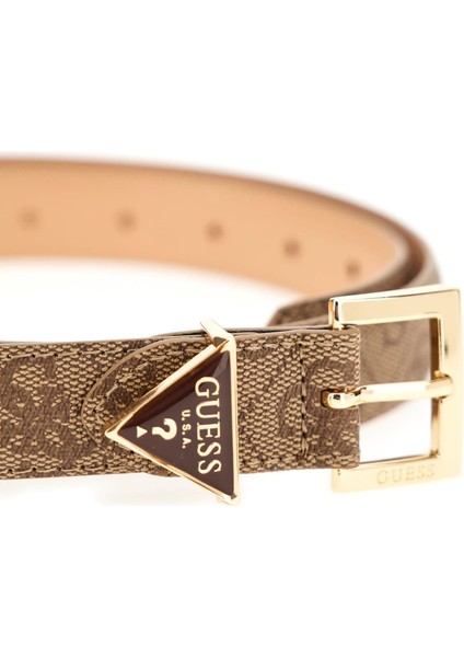 Kadın Monogram Desenli Üçgen Aksesuarlı Kemer - Kahverengi modelleri