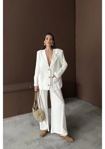 Beyaz Oversize Müslin Takım