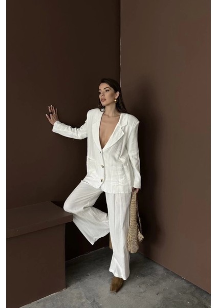 Beyaz Oversize Müslin Takım modelleri