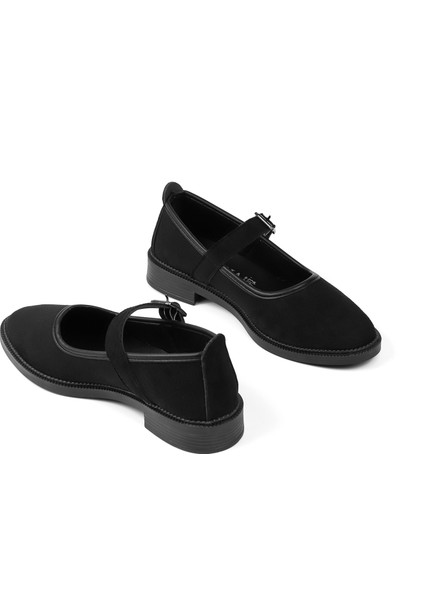 Kadın Siyah Anne Ayakkabısı Tokalı Süet Kaydırmaz Termo Taban Kısa Topuklu Rahat Günlük indirimleri