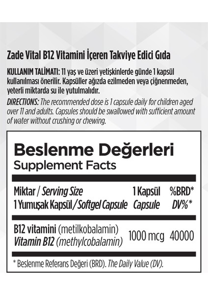 Vitamin B12 30 Yumuşak Kapsül fiyatları