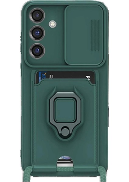 Newface Samsung Galaxy S25 Plus Kılıf Zuma Kartvizitli Yüzüklü Silikon - Yeşil