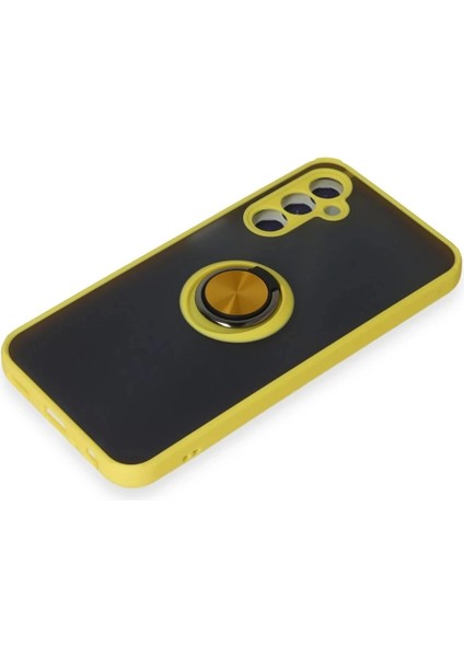 Newface Samsung Galaxy M34 5g Kılıf Montreal Yüzüklü Silikon Kapak - Sarı fırsatları